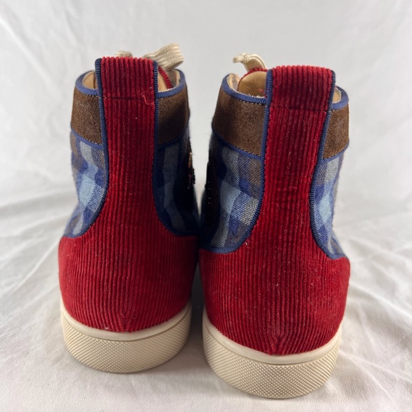 CHRISTIAN LOUBOUTIN Multicolor Blue Spikes Flat Crosta High Top Sneakers 43-10US - Picture 14 of 17